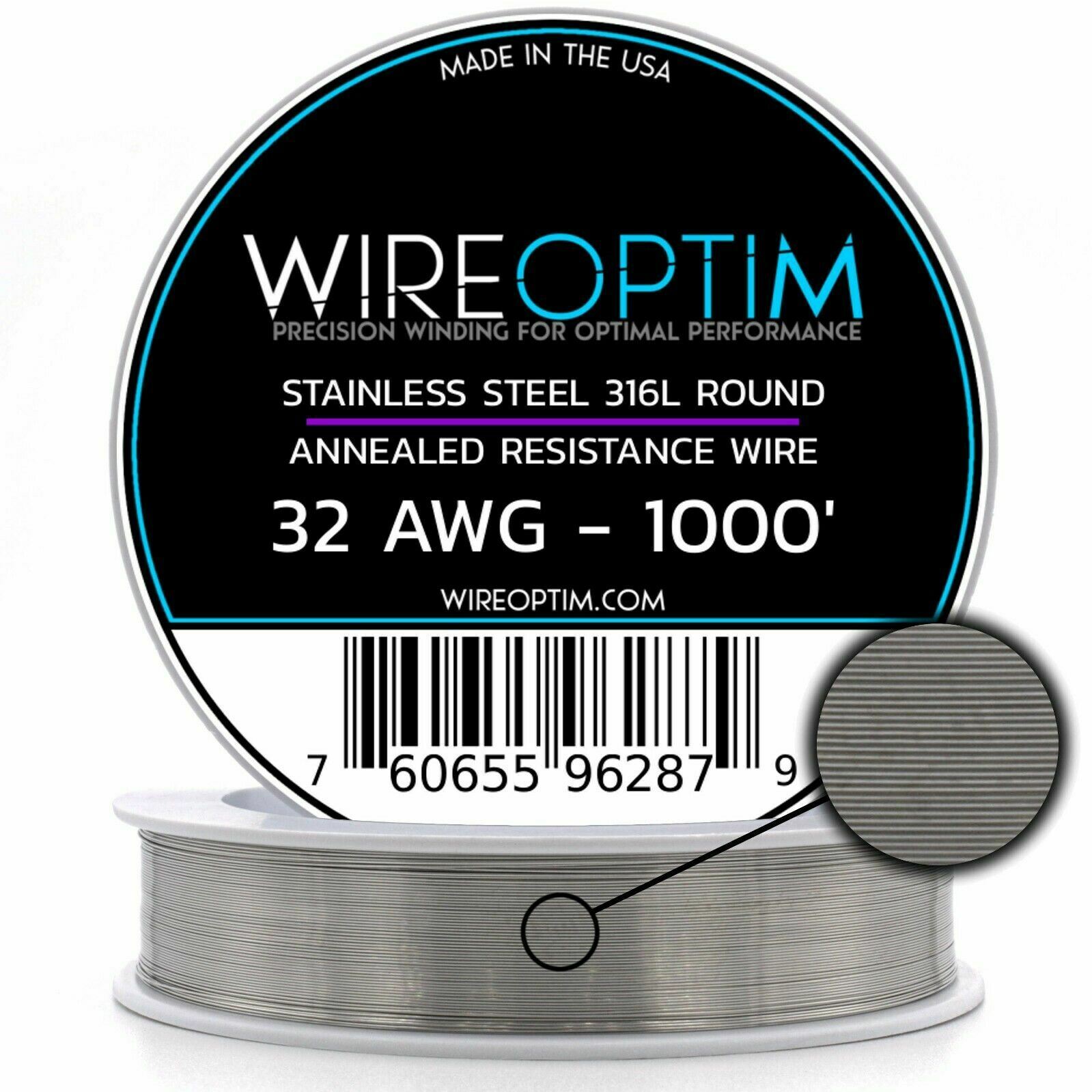 Stainless Steel 316L Wire 22 23 24 25 26 27 28 32 34 36 38 40 AWG 25' - 1000'