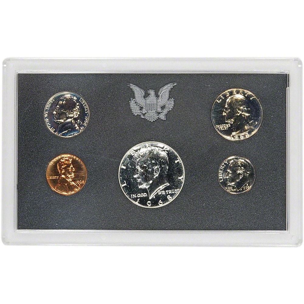 Complete 1968 S Proof Coin Set: 5 Coins in Packaging - Mint Certified