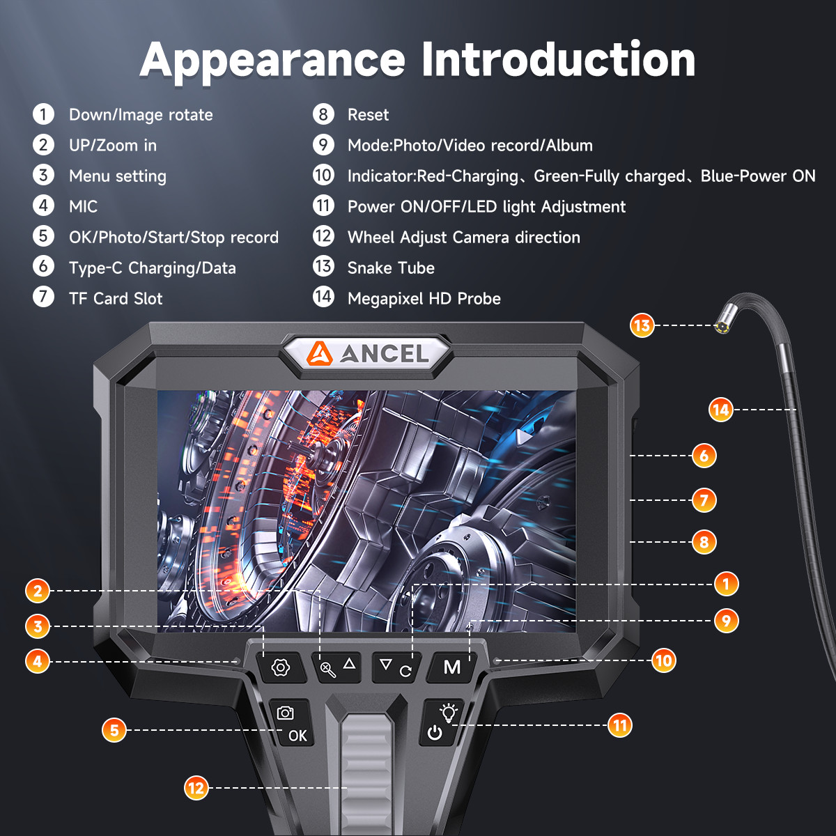 3.9MM Hose Borescope Camera Endoscope Inspection Camera with Light Imaging Kit