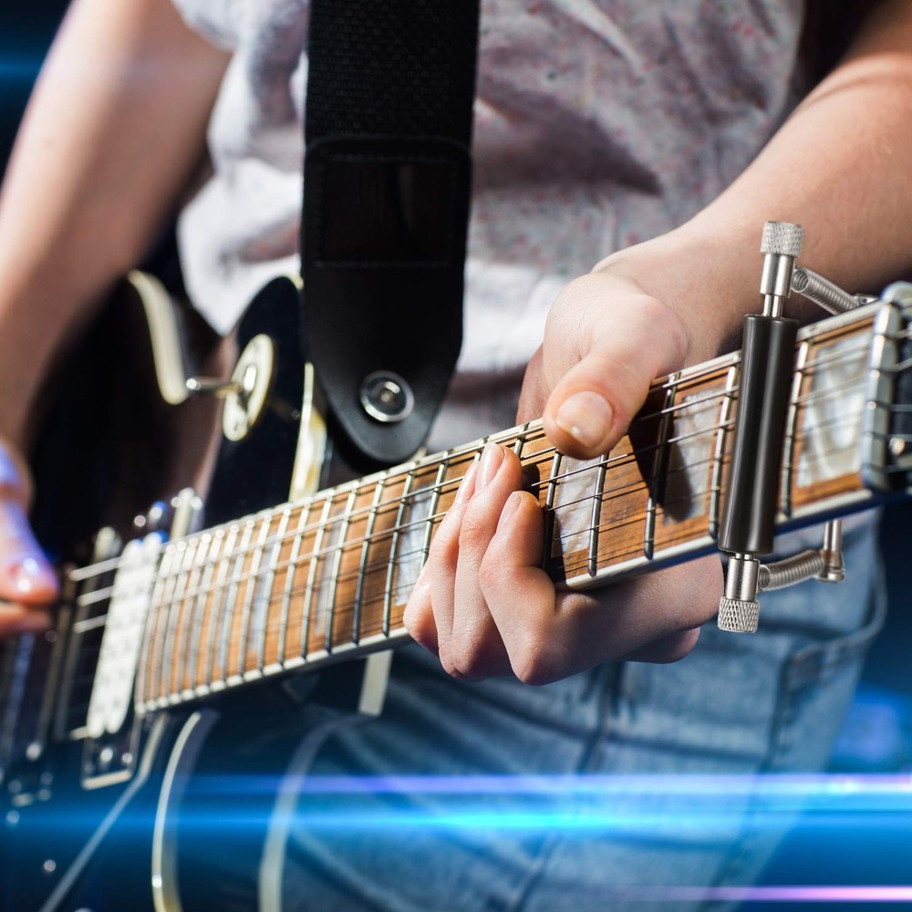 2 Pack Guitar Rolling Capo Sliding Adjustable Rubber and Stainless black