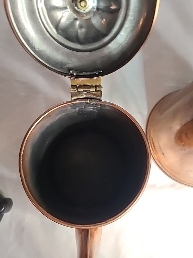 Copper Tin Lined Coffee Pots 10" And 8"