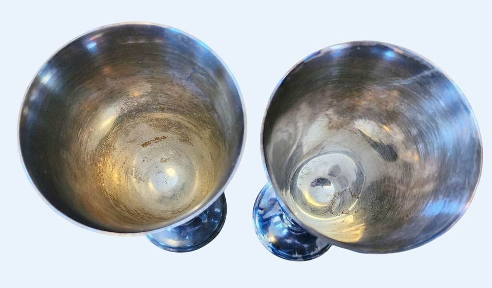 Reed & Barton Jamestown Silverplate 1808 Water Goblets 6 ½" Tall Vintage Pair