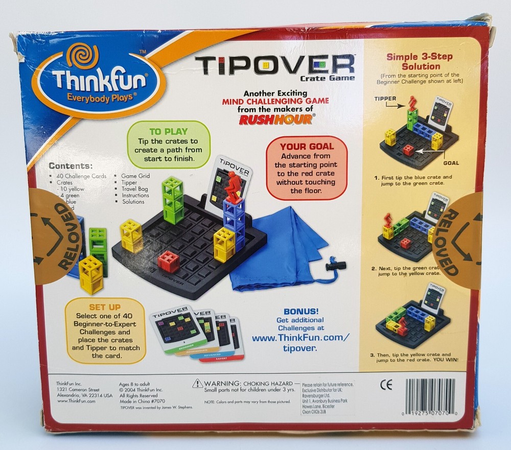 ThinkFun Tipover Tip Over Crate Logic Puzzle Game Strategy Challenge Stem 8+