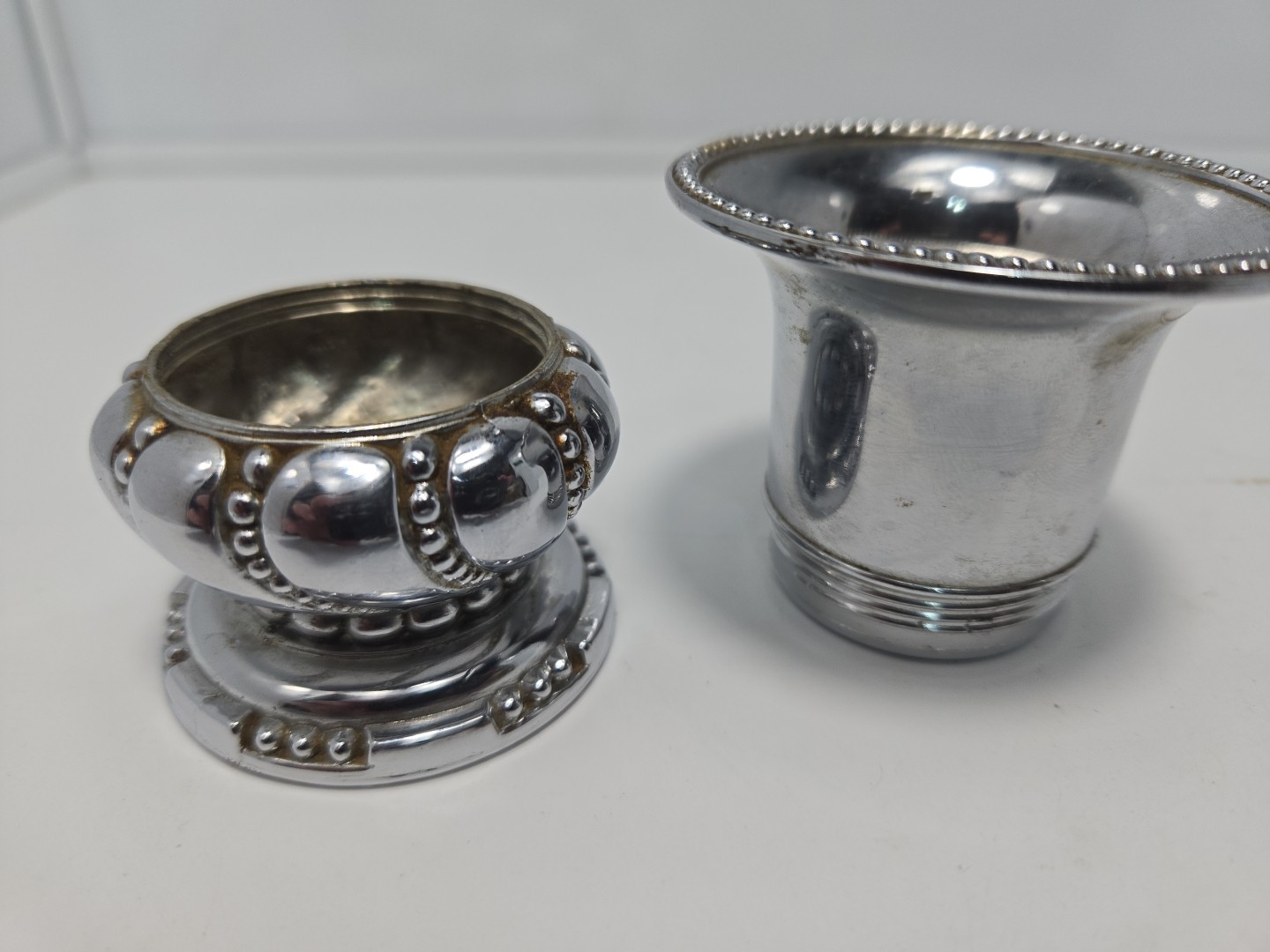 Silver Plated Urn/Toothpick Holder With Secret Compartment On The Bottom/Japan
