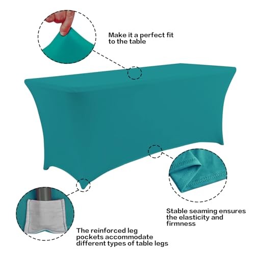 2 Pack 4FT Table Cloth for Rectangular Fitted Events 4 Ft - 2 Pcs Lake Blue