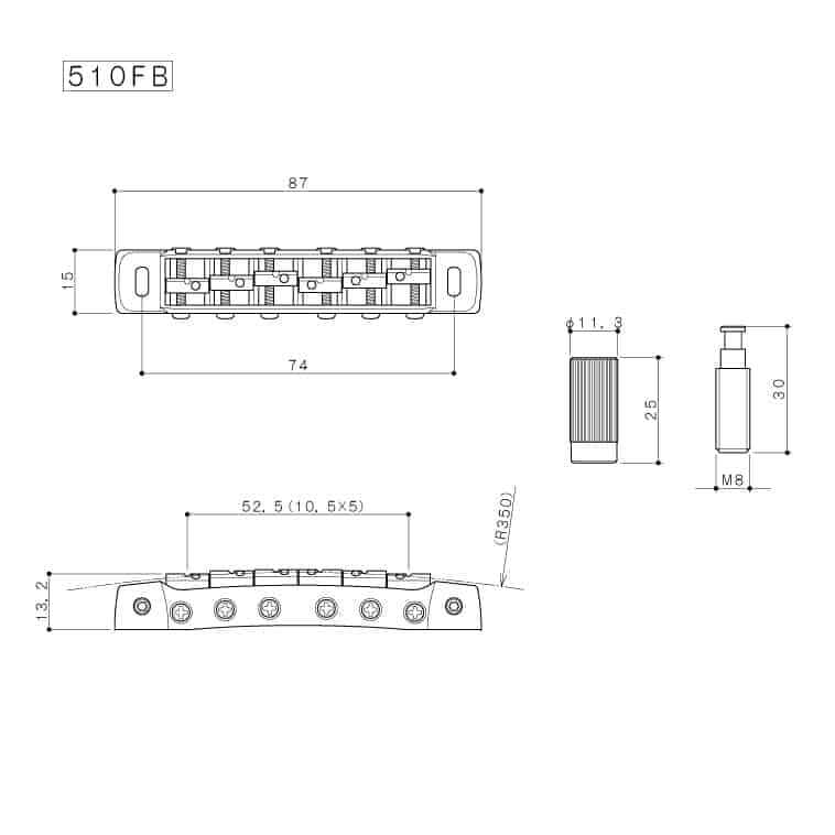 Gotoh 510FB Tune-O-Matic Style Guitar Bridge with Stud Lock