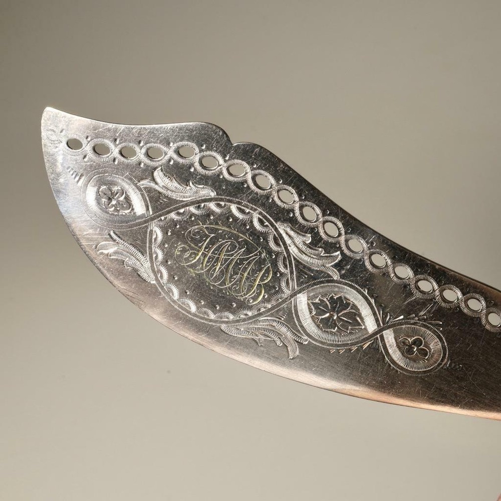 Atkins Bros Sheffield Etched Fish Knife Fork Serving Set Antique