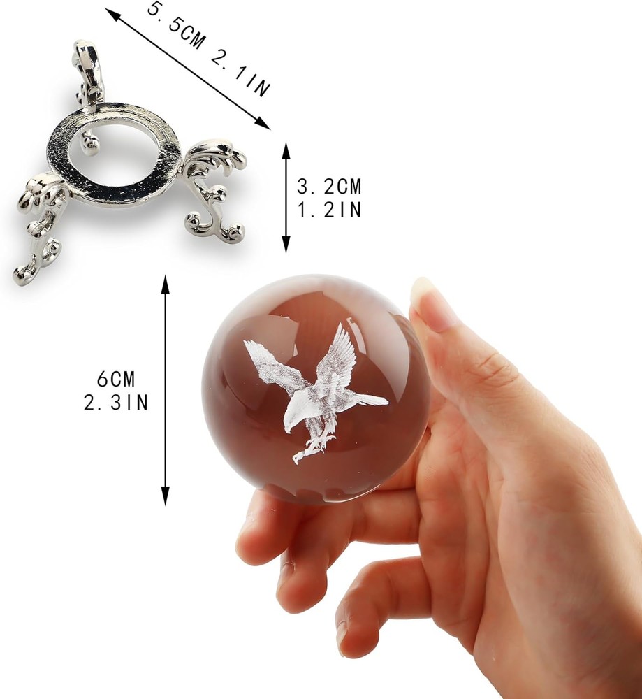 3D Eagle Crystal Ball with 4PCS Birds Figurines