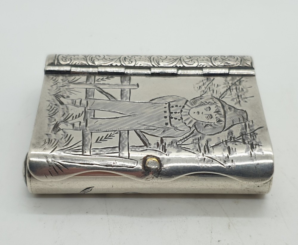 Scarce Solid Silver Book Slow Burn Vesta Case Sampson Mordan & Co 1881
