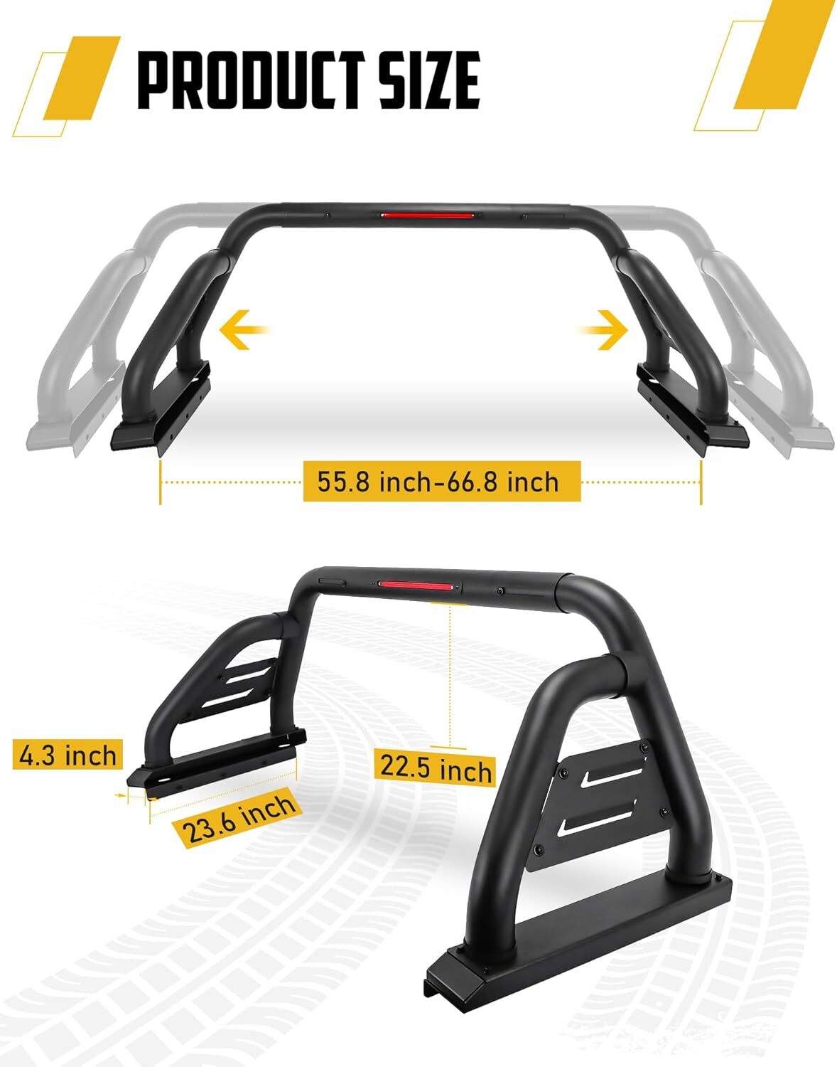 Roll Bar Fits for Toyota Tacoma 2005-2025 with Light Mounting Bracket Heavy Duty