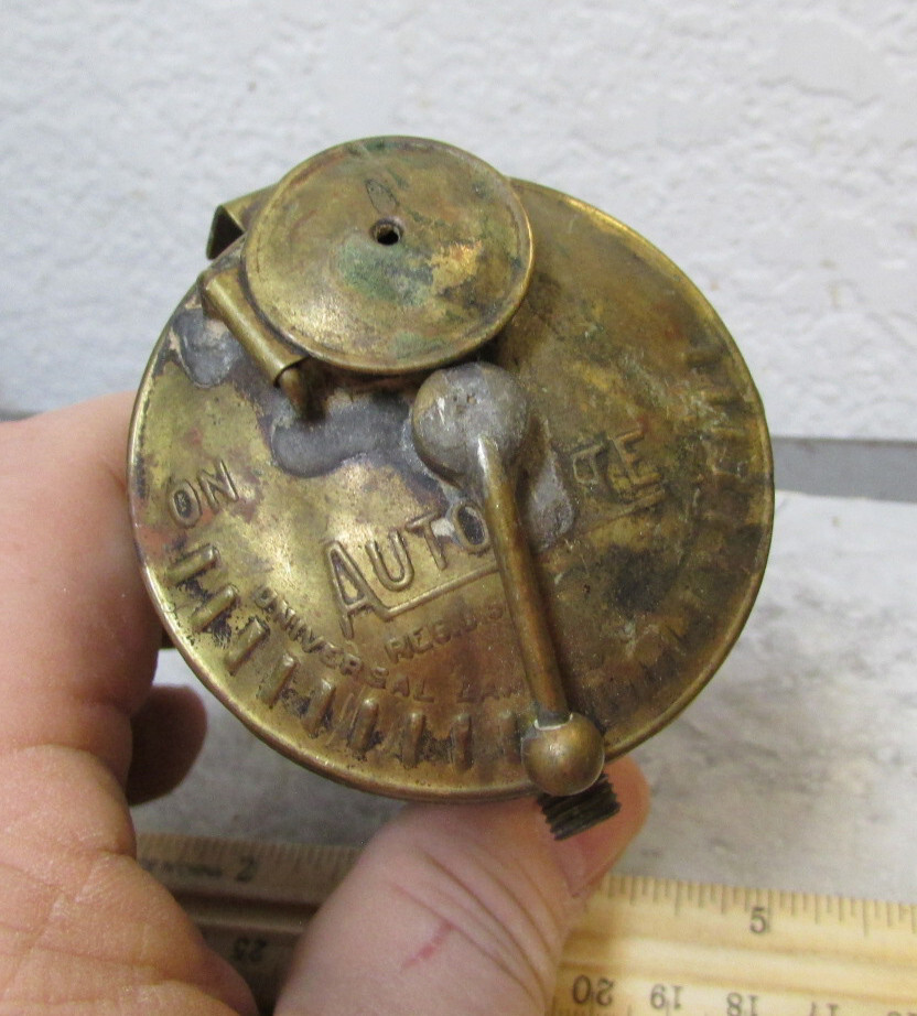 vintage auto lite carbide miners lamp, universal lamp, missing front Shield