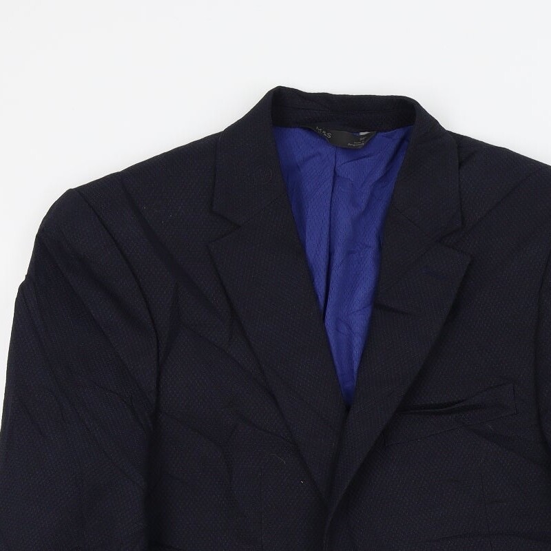 M&S Mens Blue Polyester Blend Jacket Suit Jacket Size 38