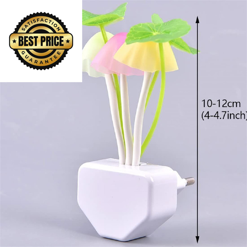 Sensor Led Night Light, Color Changing Plug-in LED Mushroom & Lotus White