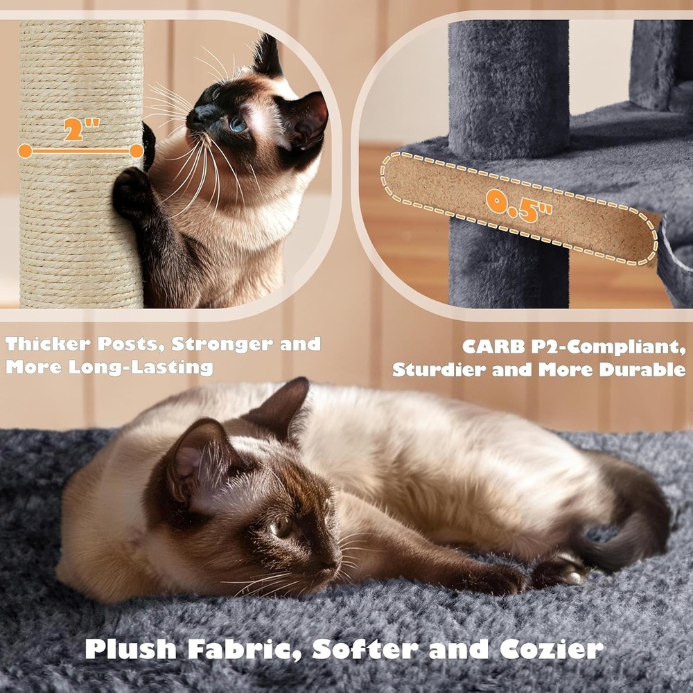 Durable 54in Cat Tree with Replaceable Balls and Spacious Hideaways for Felines
