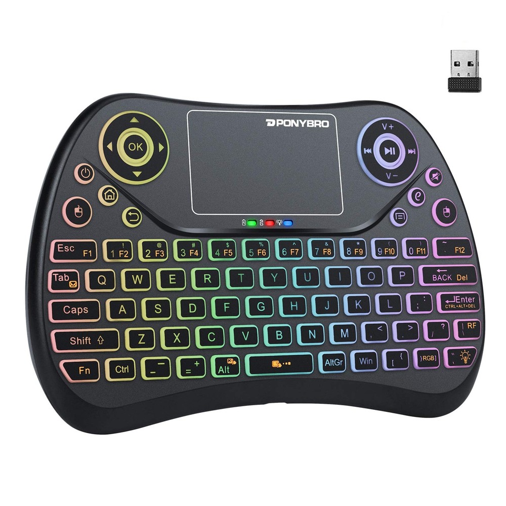 PONYBRO (Newest Version) Backlit Mini Wireless Keyboard with Touchpad Mouse