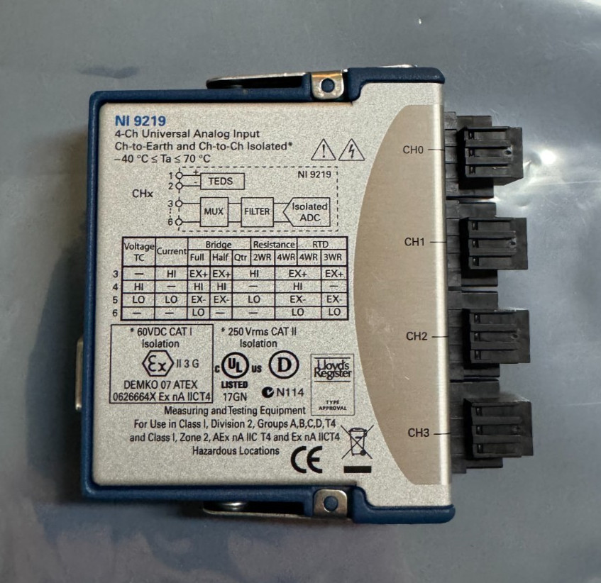 NI 9219 4-Channel Universal Analog Input Module 198848B-01L