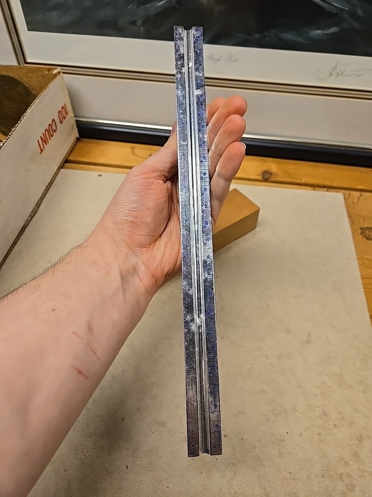 Rare Alcoa Scale Ruler Solid Aluminum Drafting/ Architect Ruler Rare 3 Sided