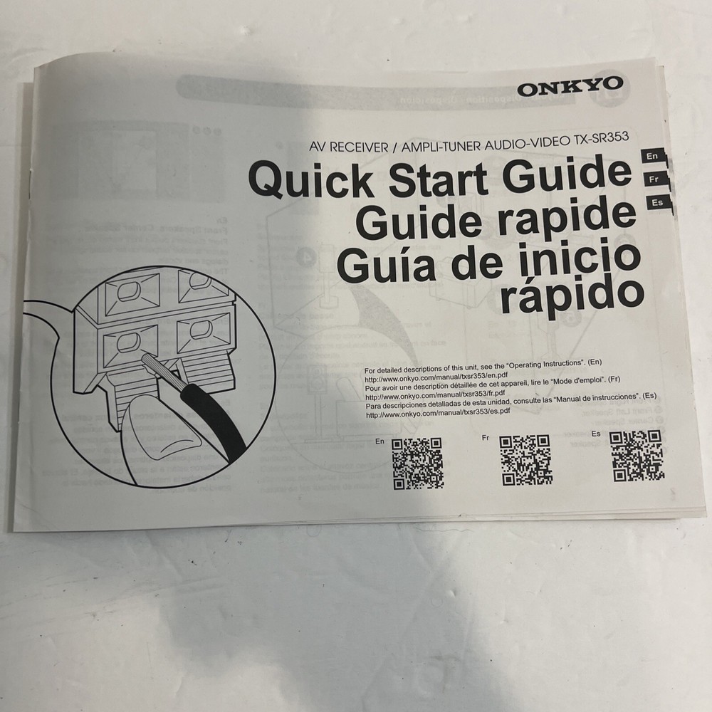 onkyo tx-sr353 quickstart guide