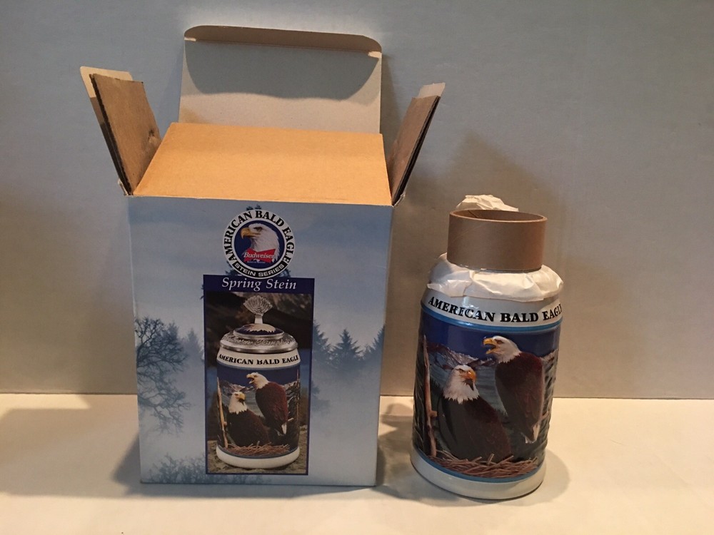 NIB-Budweiser Anheuser-Busch American Bald Eagle Series "Spring" Lidded Stein