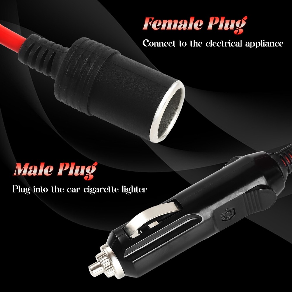 12V Cigarette Lighter Extension Cable Cord DC Power Heavy Duty Socket Plug 12ft