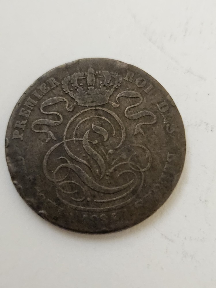 1834 Belgium 5 Centimes Round Coin