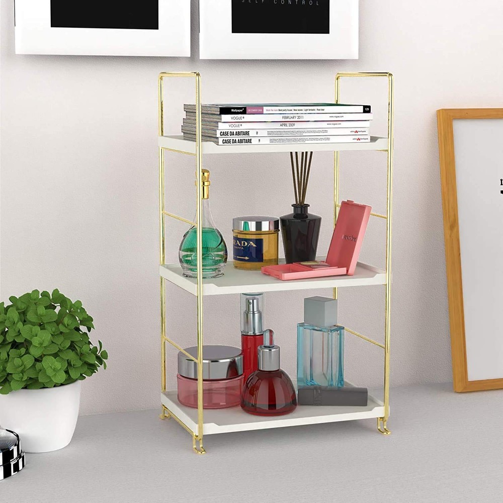 3Tier Kitchen Spice Rack Freestanding Stackable Organizer Countertop Golden