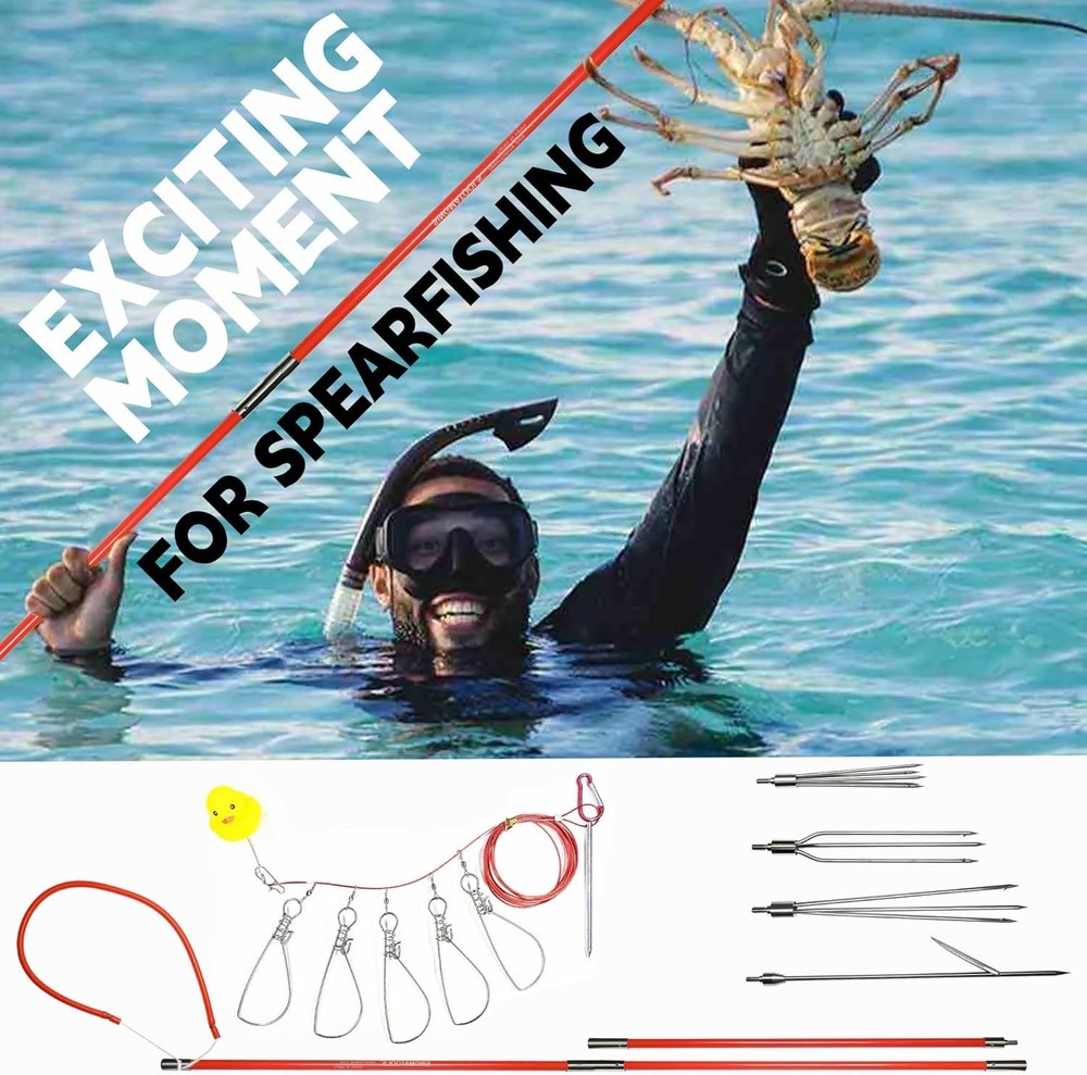 Versatile 6 ft Spearfishing Pole with Adjustable Tips - Ideal for Divers