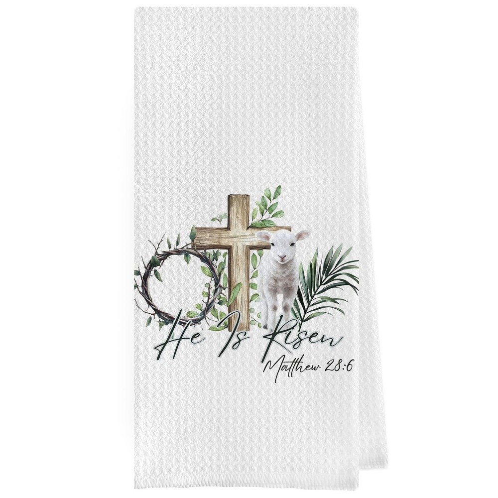 He is Risen Kitchen Towels - Easter Decorative Waffle Weave Dish Towels, Chri...