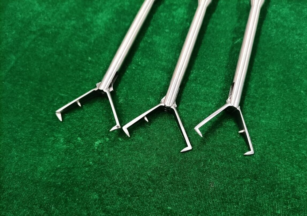 3pc Laparoscopic Tenaculum Forceps 12mmx460mm Double Action Reusable Instruments