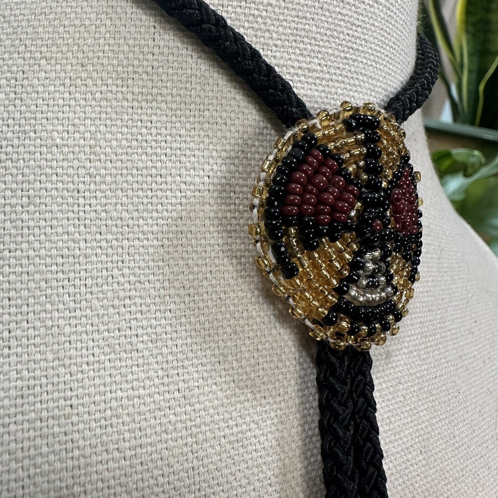Western Tribal Seed Bead Thunderbird Bolo Tie