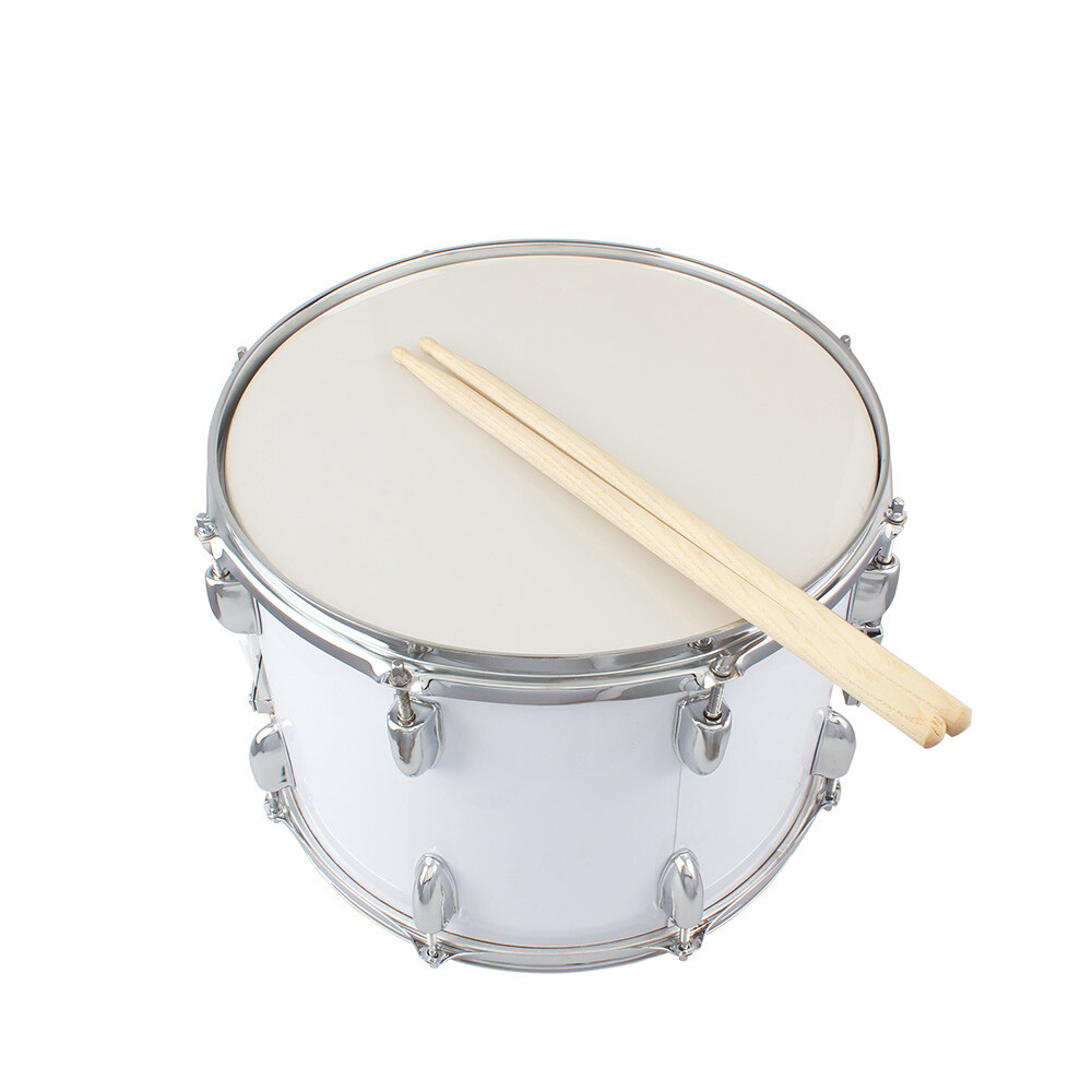 14 x10inch Marching Drum Drumsticks Key Strap White