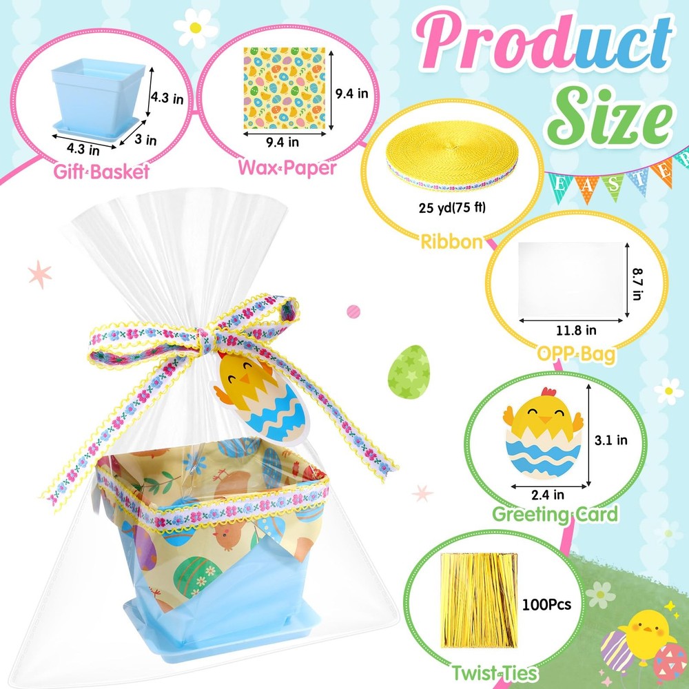 36 Set Plastic Easter Gift Baskets Empty Small Party Favor Boxes with Trays, ...