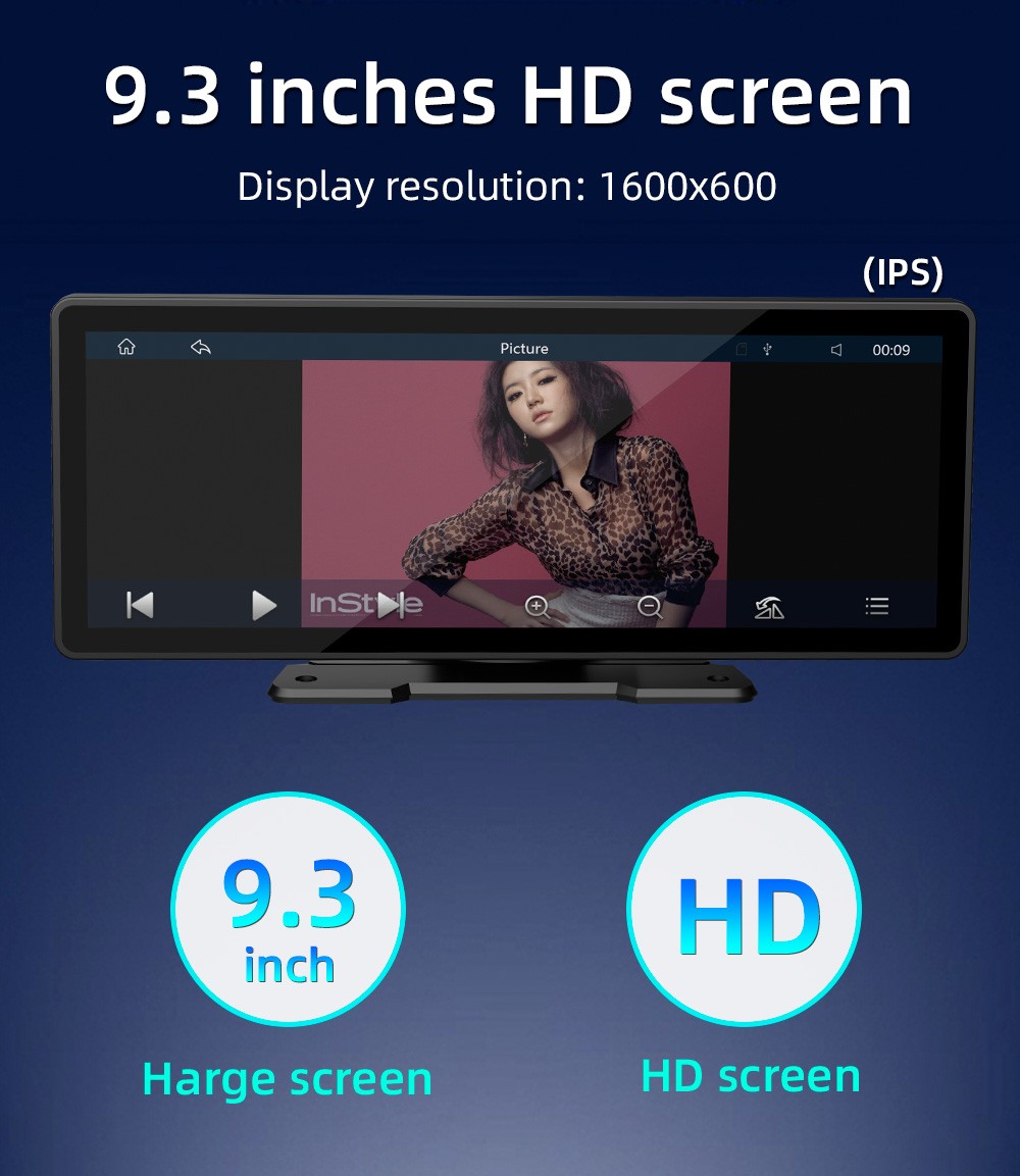 9.3" Car Stereo Radio For Apple Carplay Android Auto portable Multimedia Player