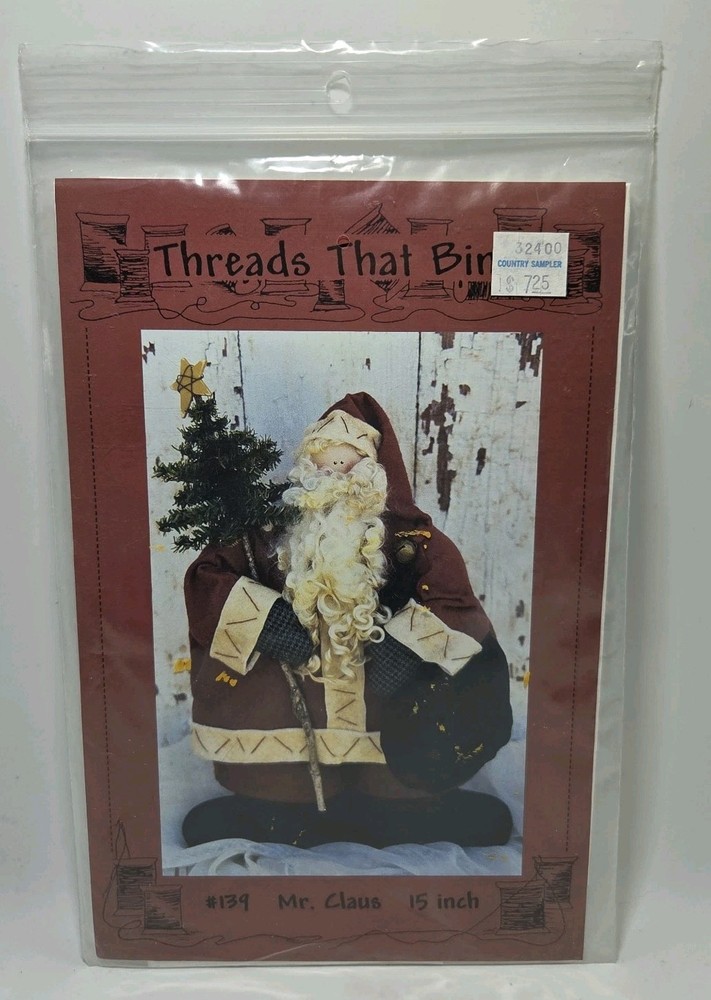 CUT Mr. Claus #139 15" Doll Pattern Primitive Santa Threads That Bind Christmas