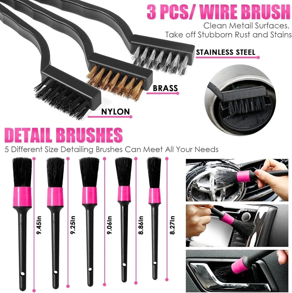 Pink Auto Detailing Kit with Vacuum Cleaner