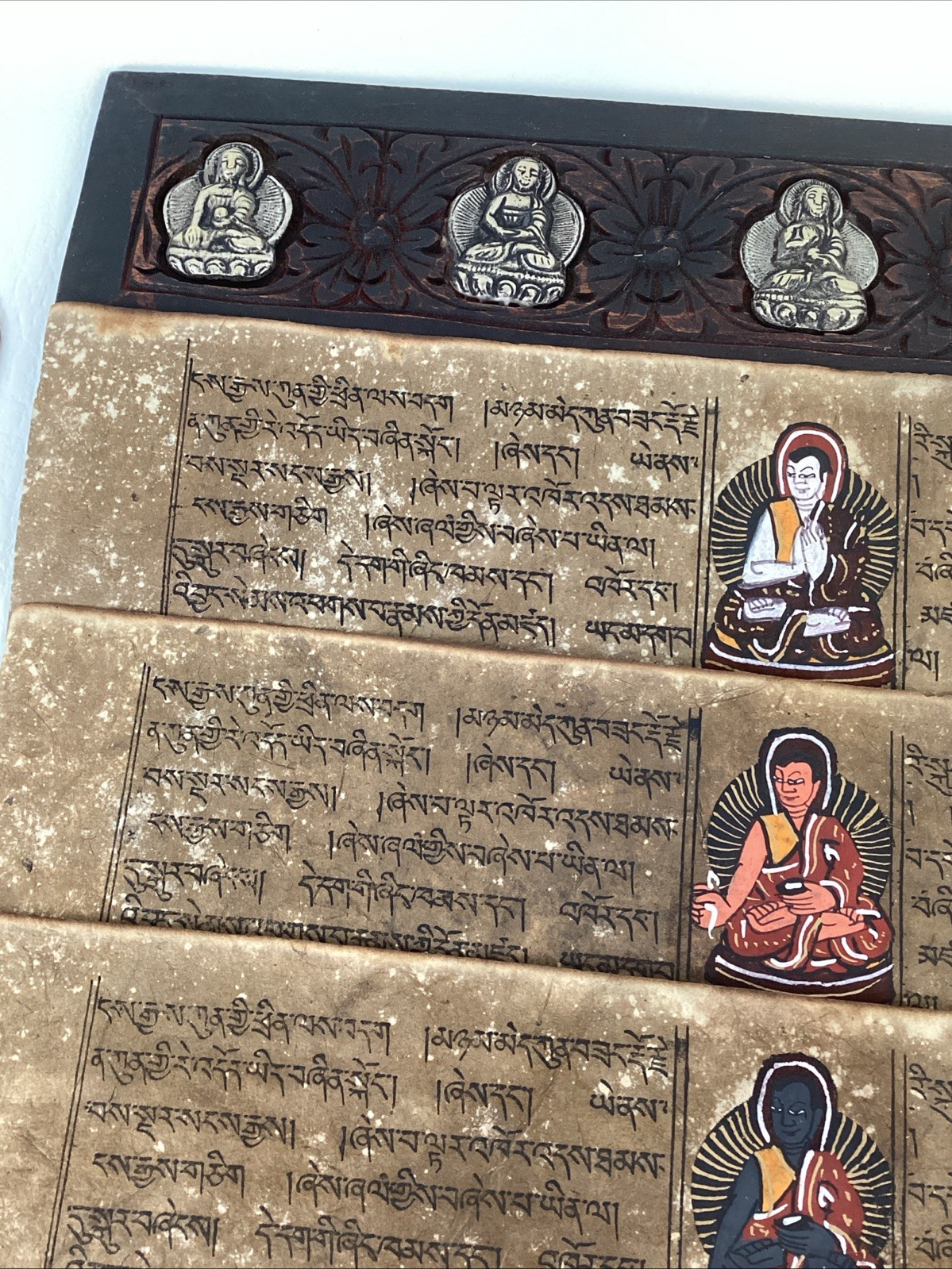 Antique Tibetan Buddhist Manuscript (Pecha) Handwritten Script Loose-Leaf Wooden