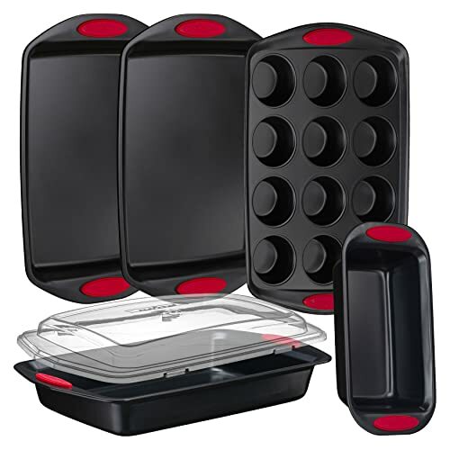 NutriChef NCRRL6BLK 6-Piece Baking Pan Set