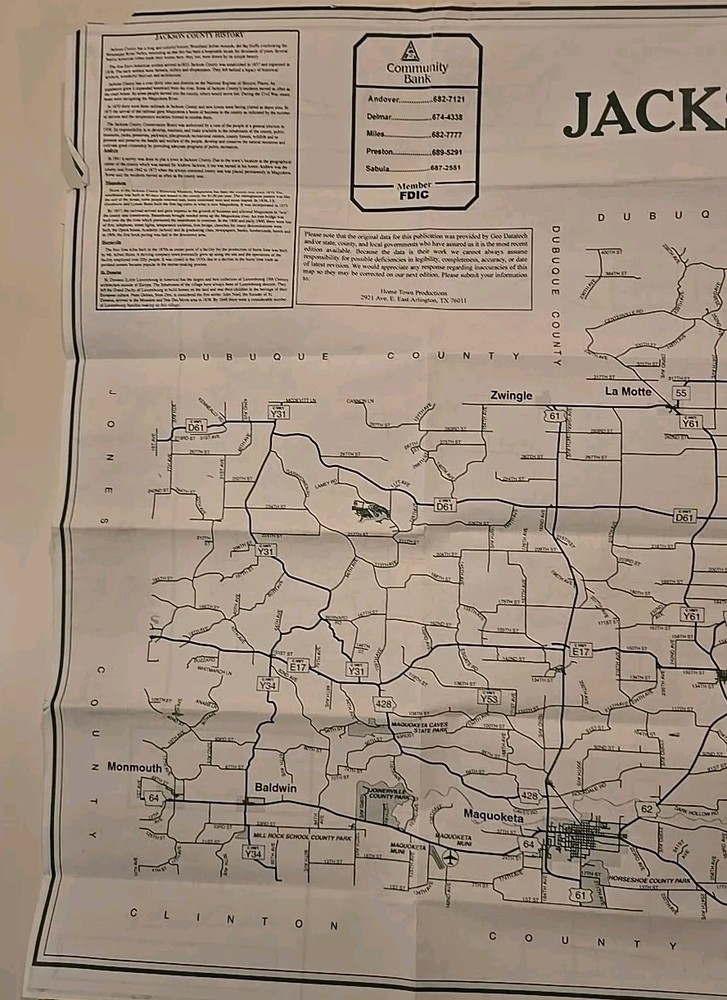 Jackson County Iowa Map Folding Map