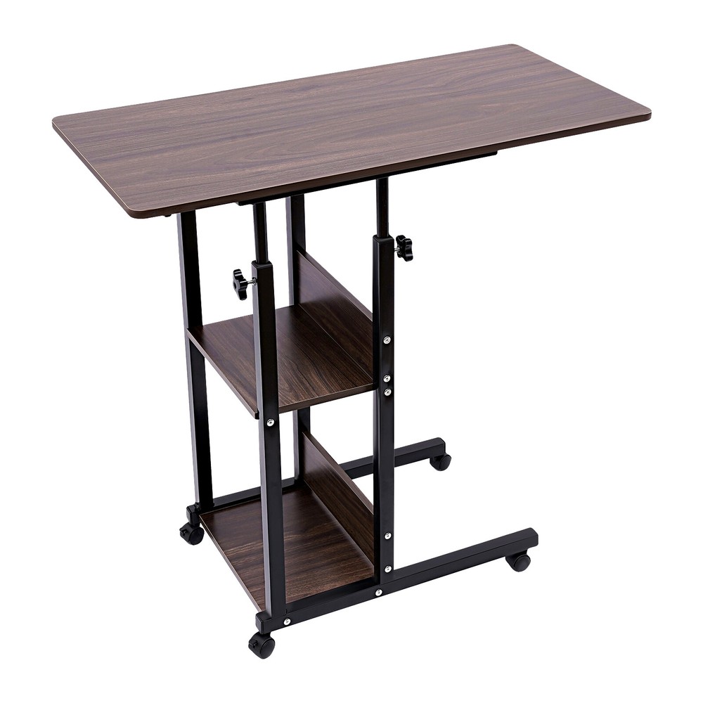 Adjustable C-Shaped Side Table with Wheels for Ergonomic Comfort