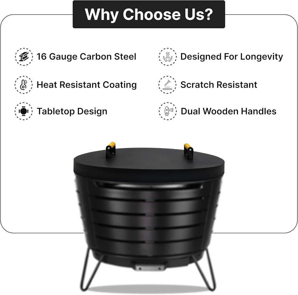 FEBTECH 25.5 inch Round Firepit Lid - Compatible for 25" Smokeless Fire Pit