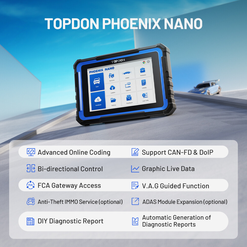 🔥2025 TOPDON Phoenix Nano 32+ OBD2 Scanner OE-level All System Diagnostic Tool