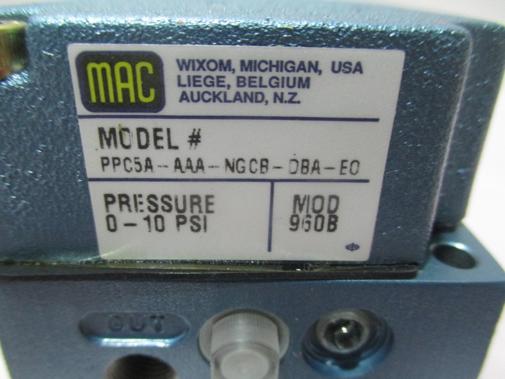 MAC PPC5A-AAA-NGCB-DBA-E0 Pneumatic Control Valve, 0-10 PSI, 421634