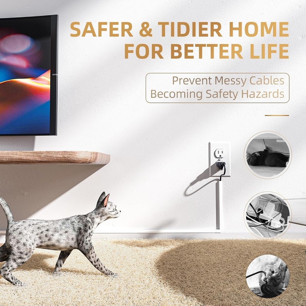 Fire-Safe Self-Adhesive Cord Hider, 85in Cable Management Solution in White