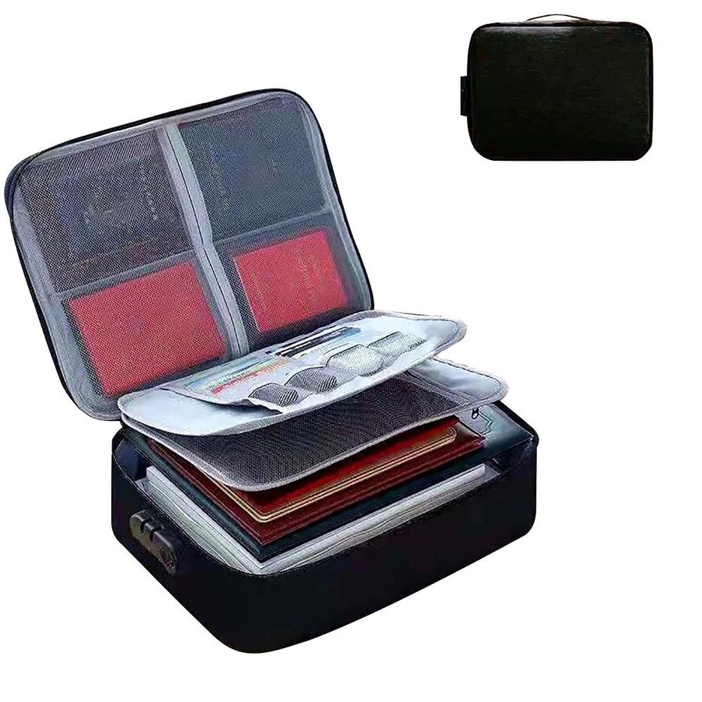 3-Layer Fireproof Document Box with Lock File Storage Box Waterproof Safe Bag US