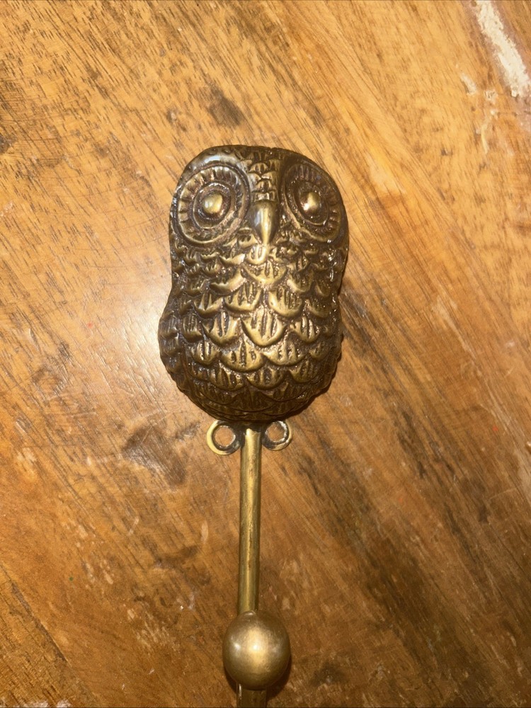 Antique brass owl hook hanger