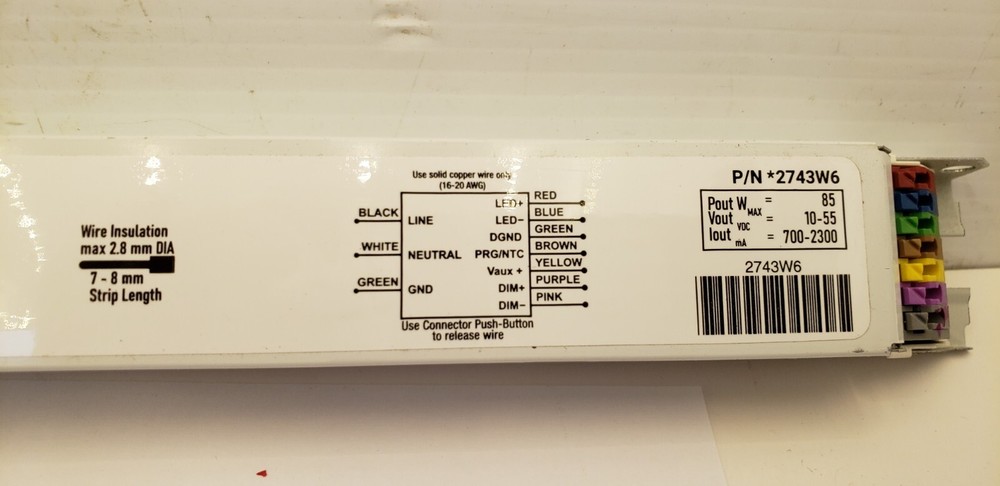 ELDOLED 2743W6 LED DRIVER, OPTOTRONIC 85W CONSTANT CURRENT PROGRAMMABLE, NNB