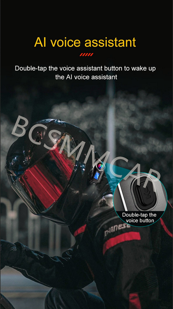 Motorcycle Intercom Riders Music Bluetooth Helmet Headset LCD Display Waterproof