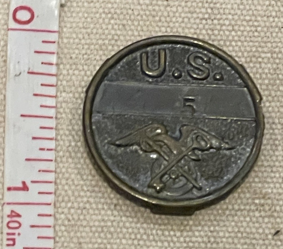 WWI Quartermaster Brass Equipment Tag QMC 5