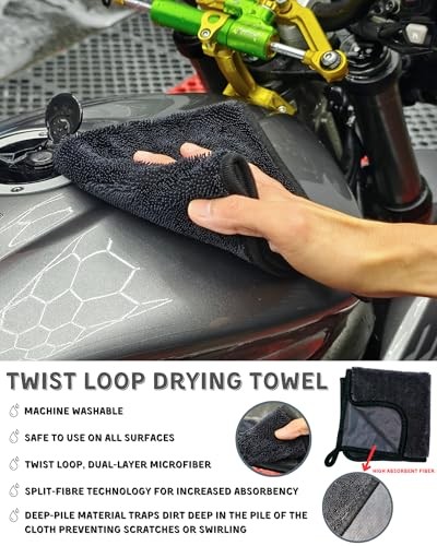 8 Pack Motorcycle Cleaning Kit - Professional Safe for Chrome/Engine/Tires,
