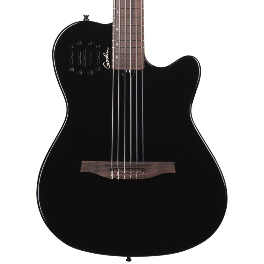 Godin Multiac Mundial Thinline A/E Classical Guitar, Solid Cedar Top, Onyx Black